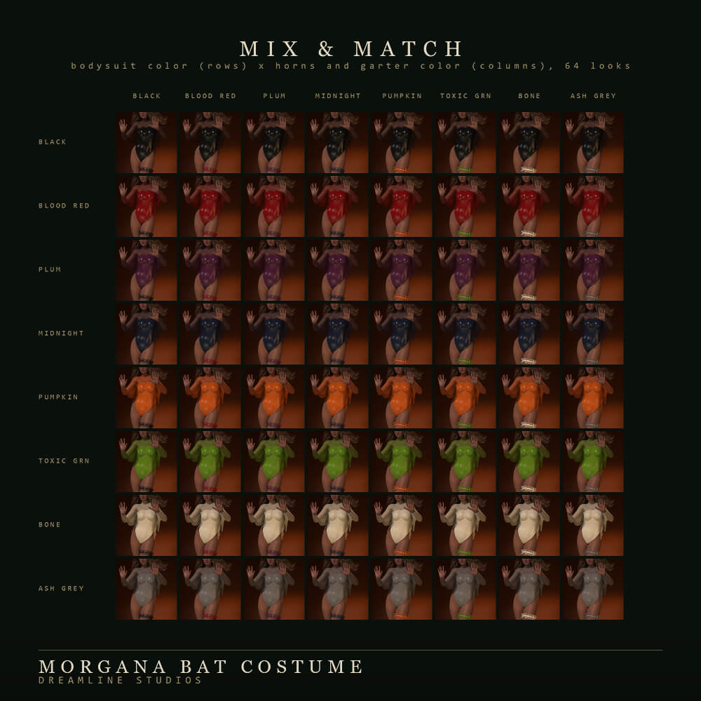 dForce Morgana Bat Costume for Genesis 8 8.1 Female and 9 Daz Content