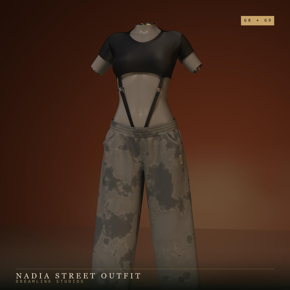 dForce Nadia Street Outfit for Genesis 8 8.1 Female and 9 Daz Content