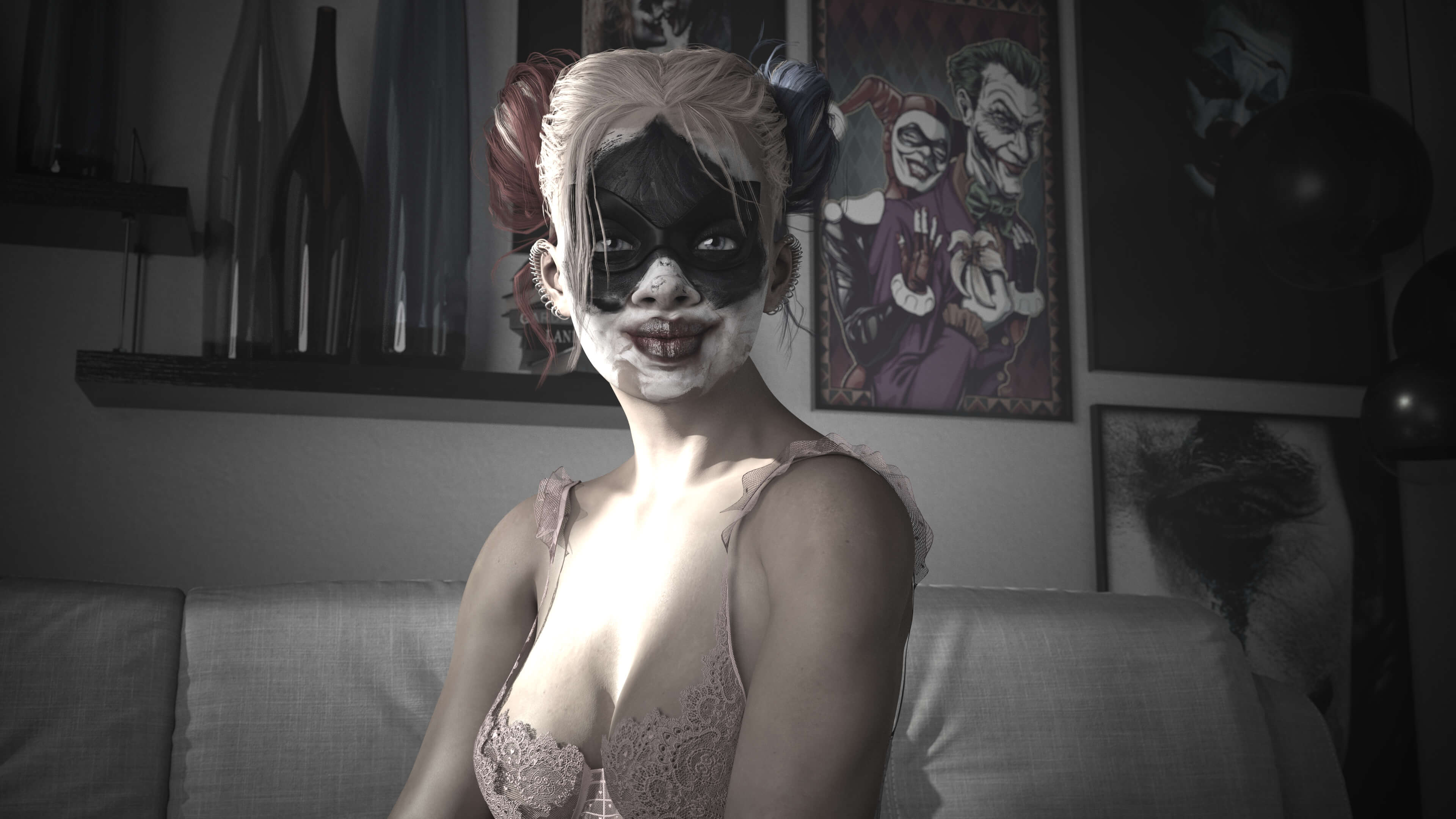 The Queen of Chaos One Last Smile 3D Render, Digital Artwork by Drina