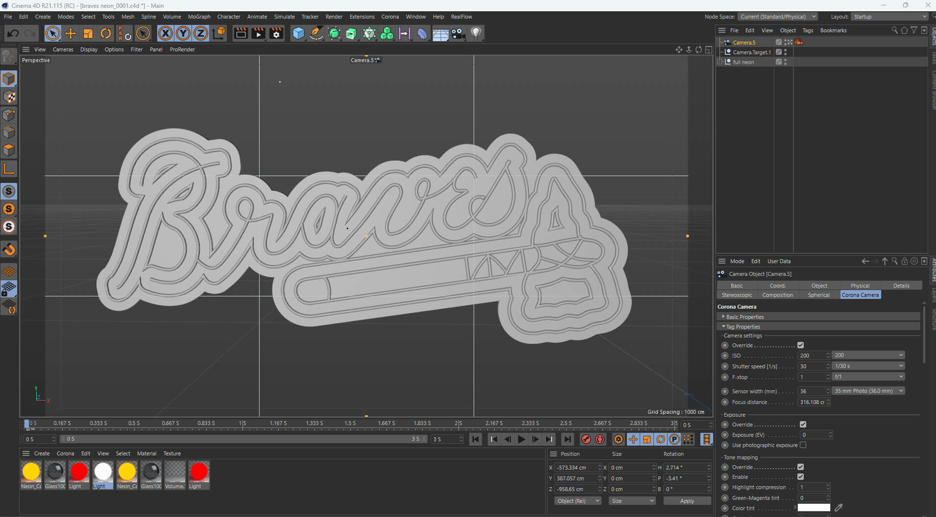 Atlanta Braves Neon Sign 3D Model