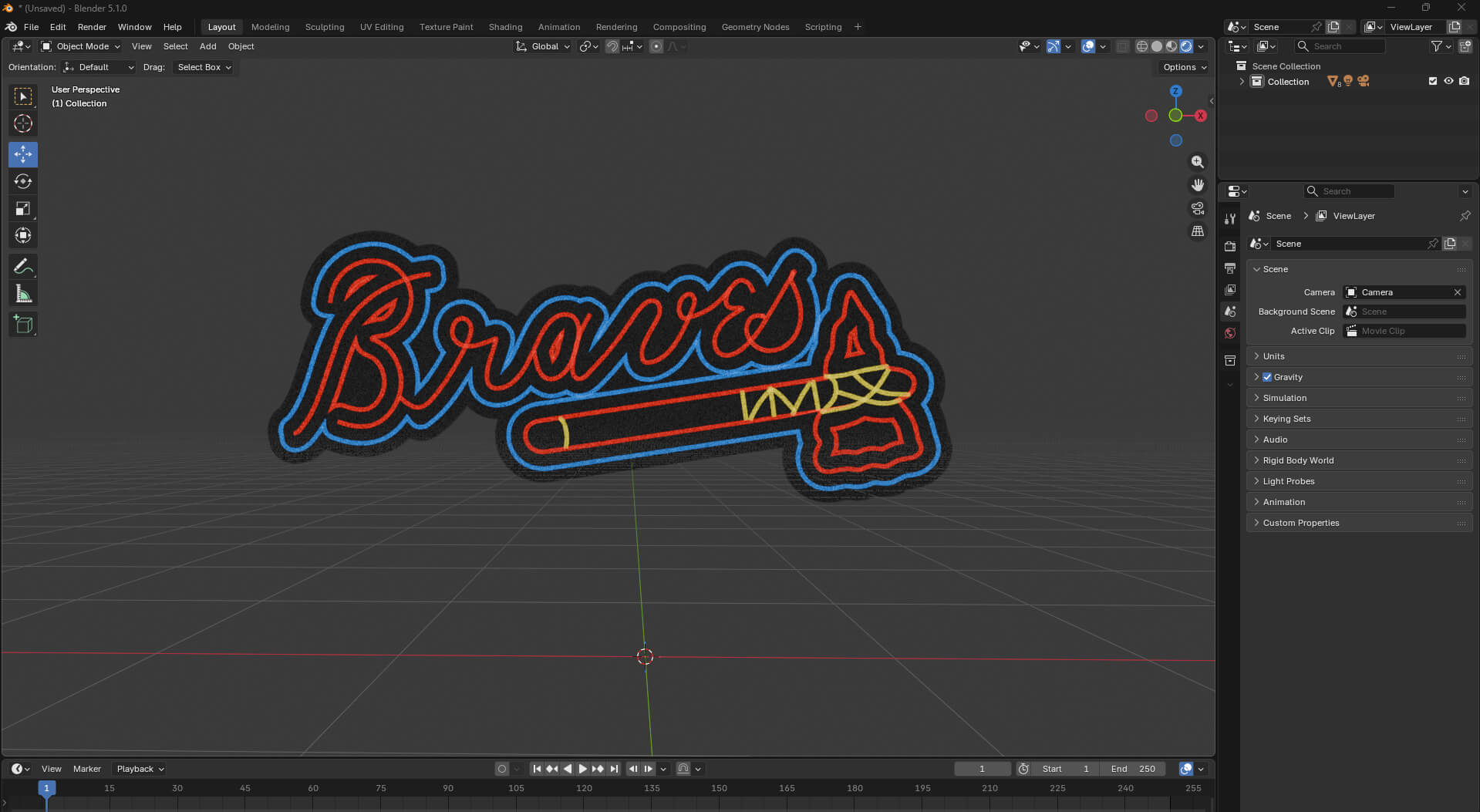 Atlanta Braves Neon Sign 3D Model