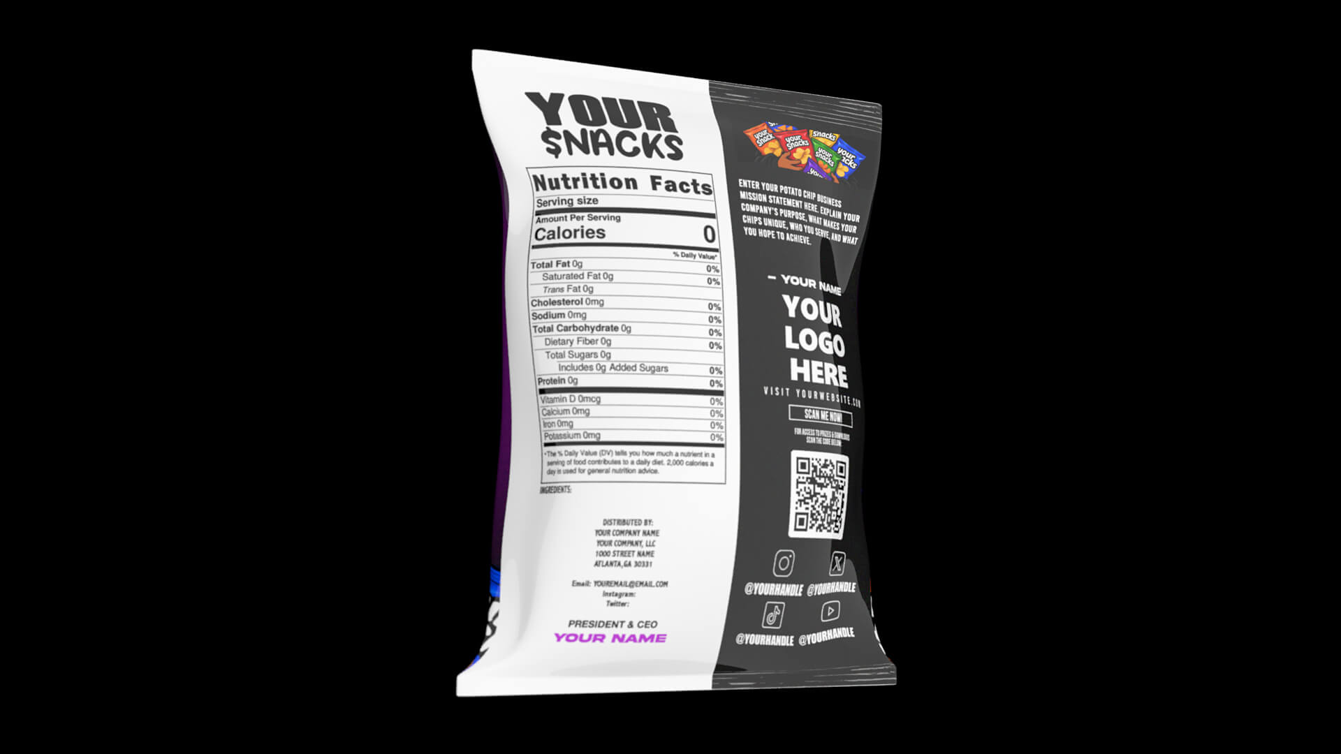 Customizable Chip Bag 3D Model