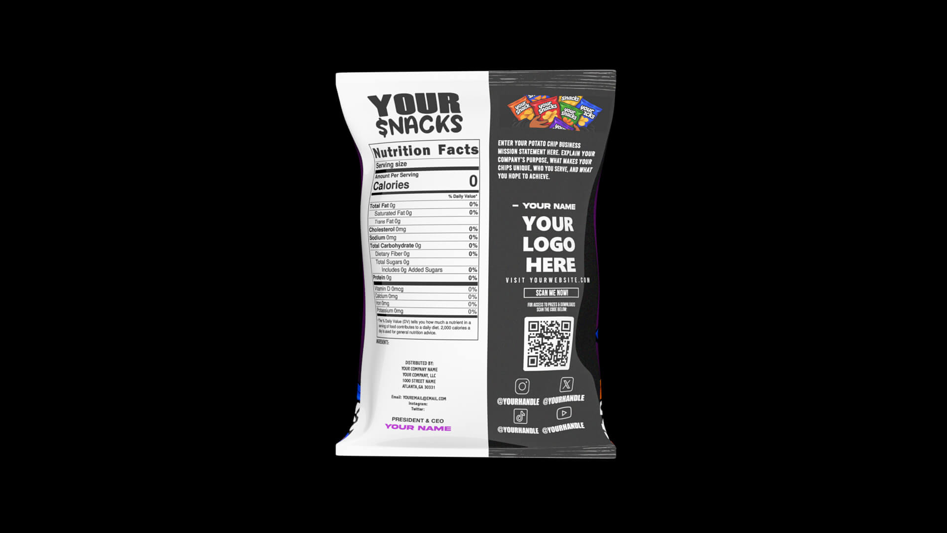 Customizable Chip Bag 3D Model