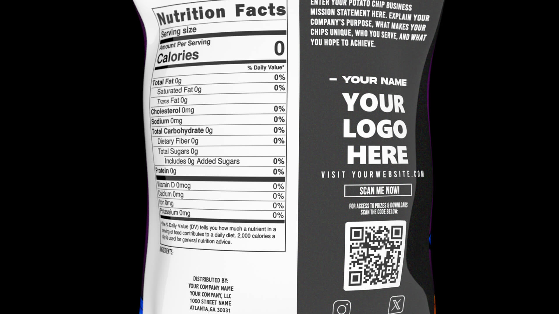 Customizable Chip Bag 3D Model