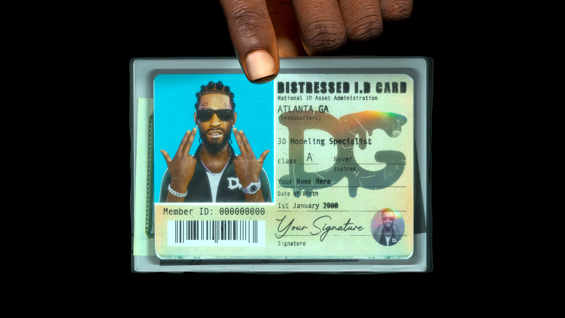 Distressed ID Card 3D Model