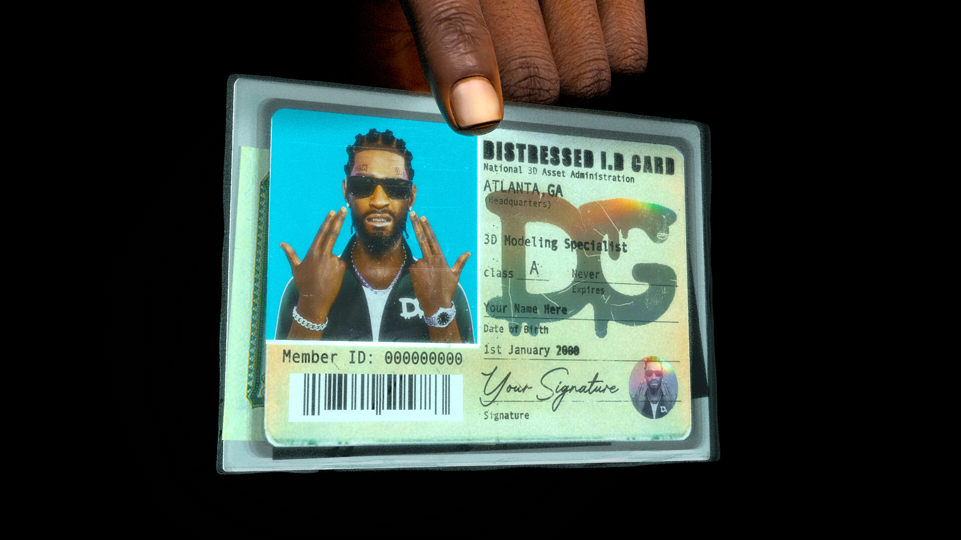 Distressed ID Card 3D Model