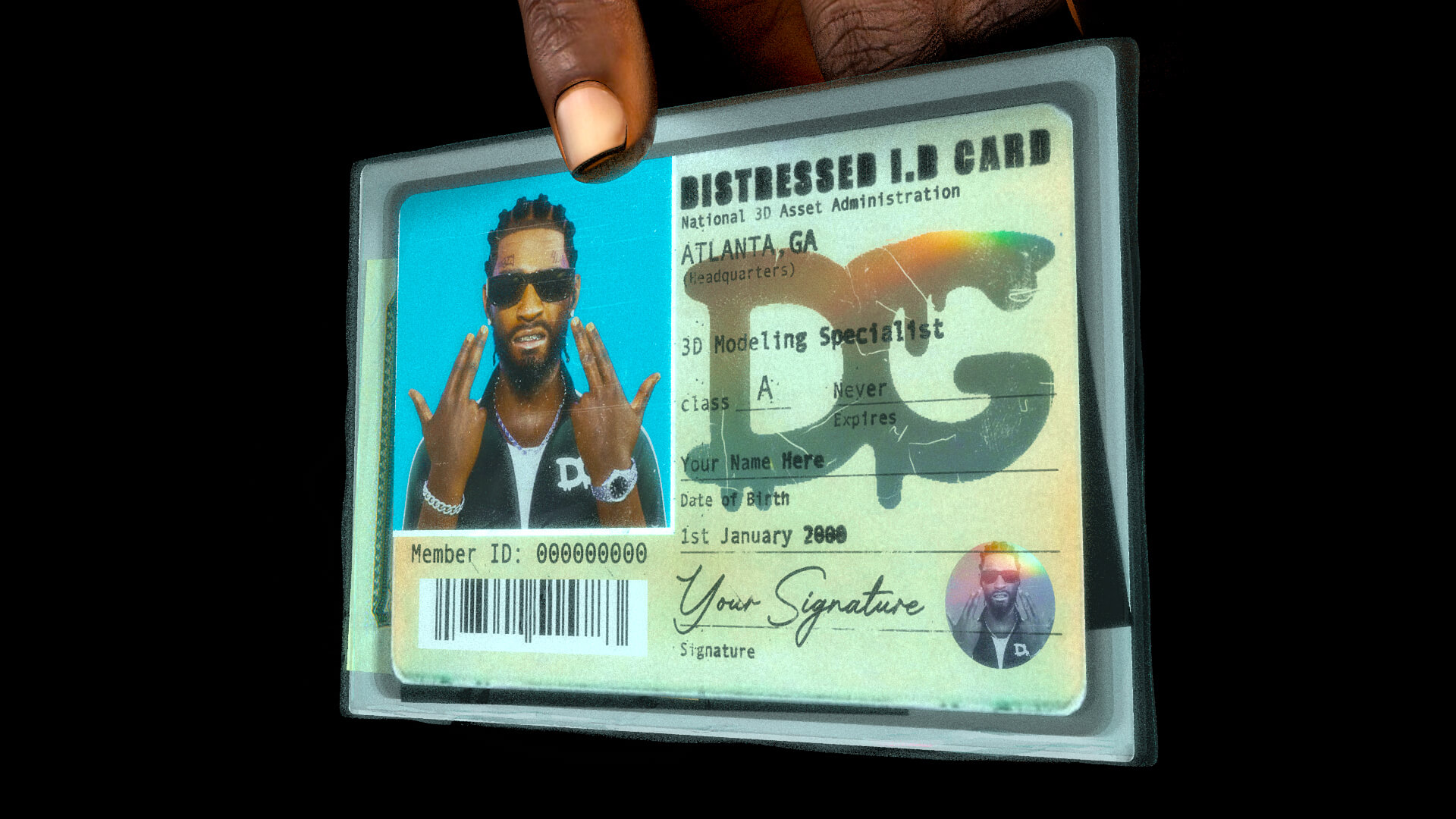 Distressed ID Card 3D Model