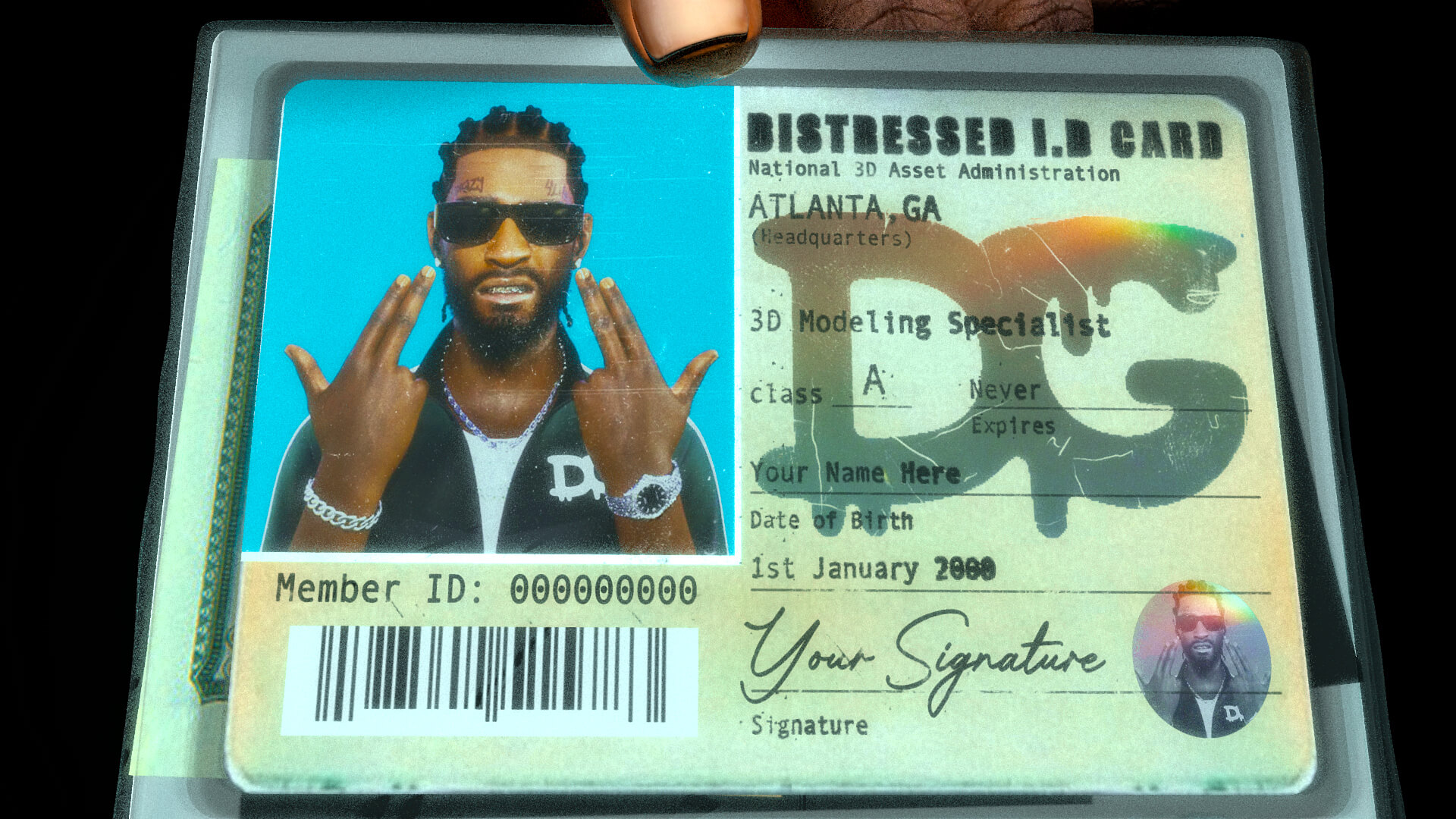 Distressed ID Card 3D Model