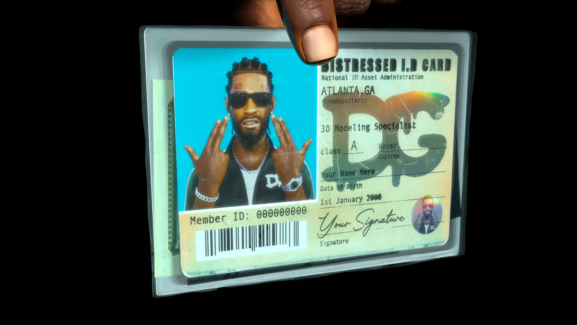 Distressed ID Card 3D Model