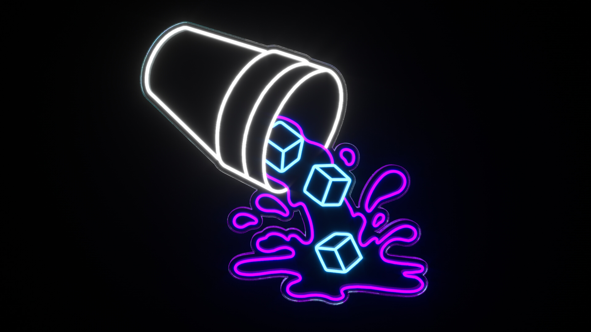 Double Cup Neon Sign 3D Model