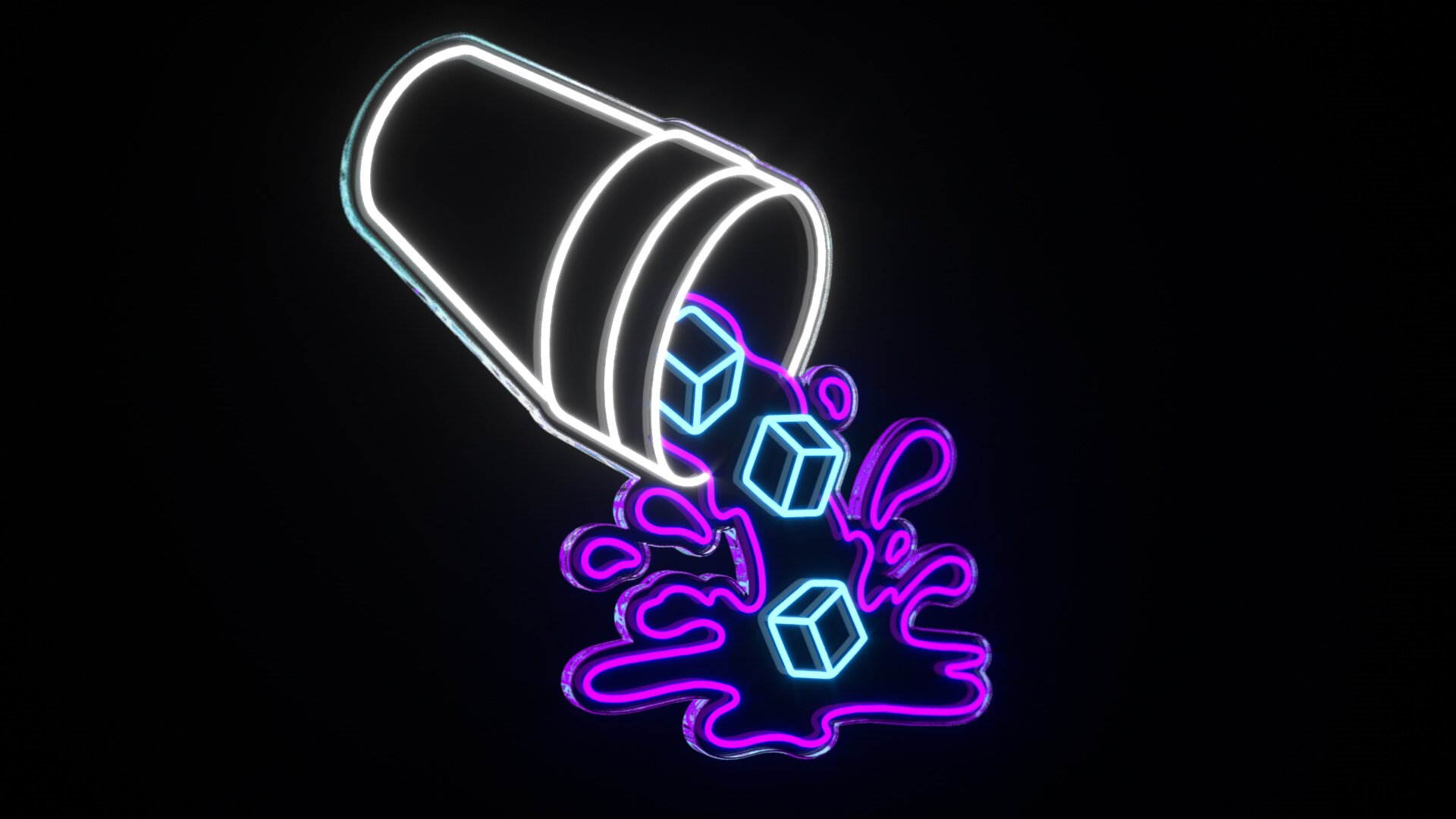 Double Cup Neon Sign 3D Model