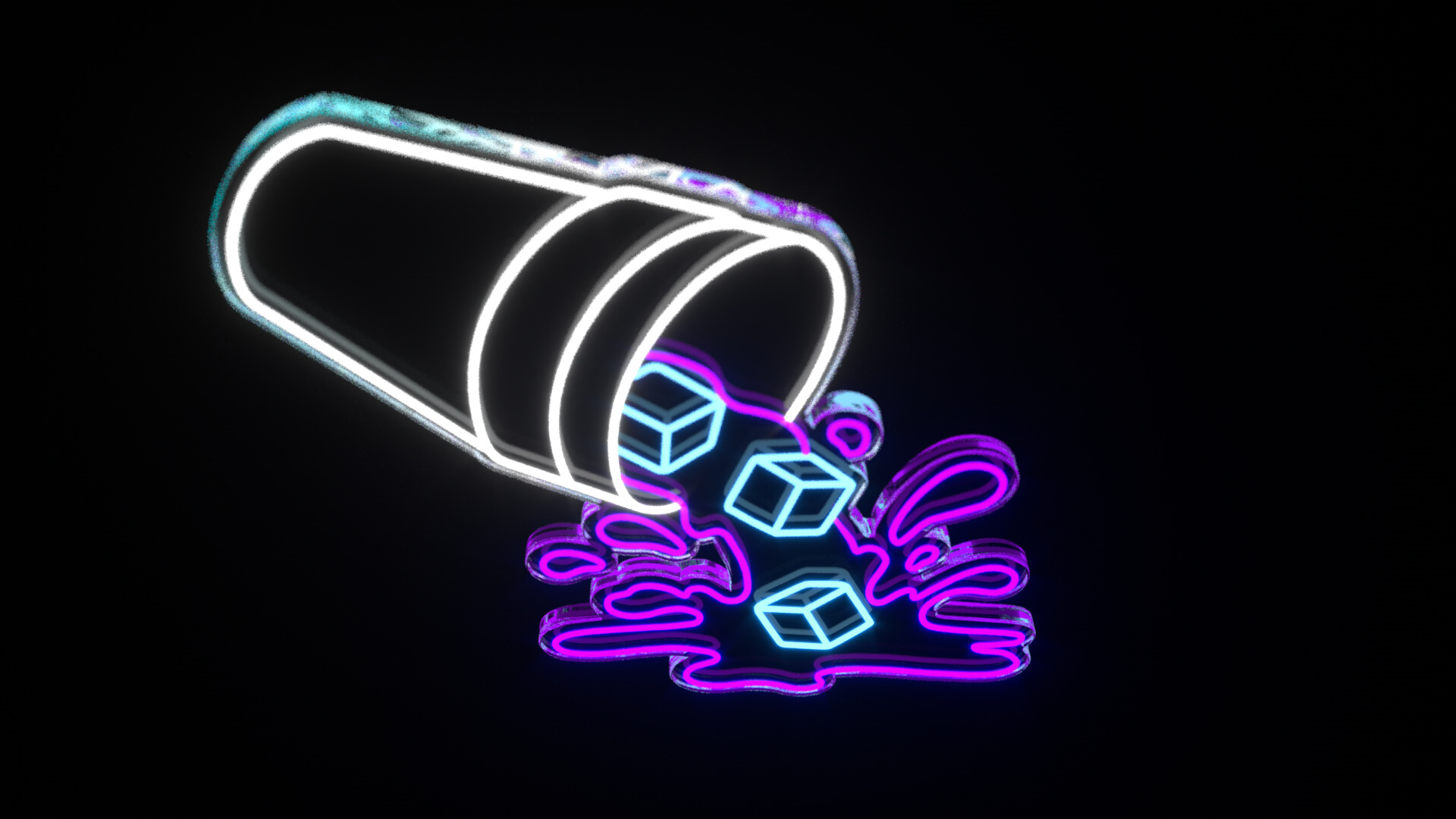 Double Cup Neon Sign 3D Model