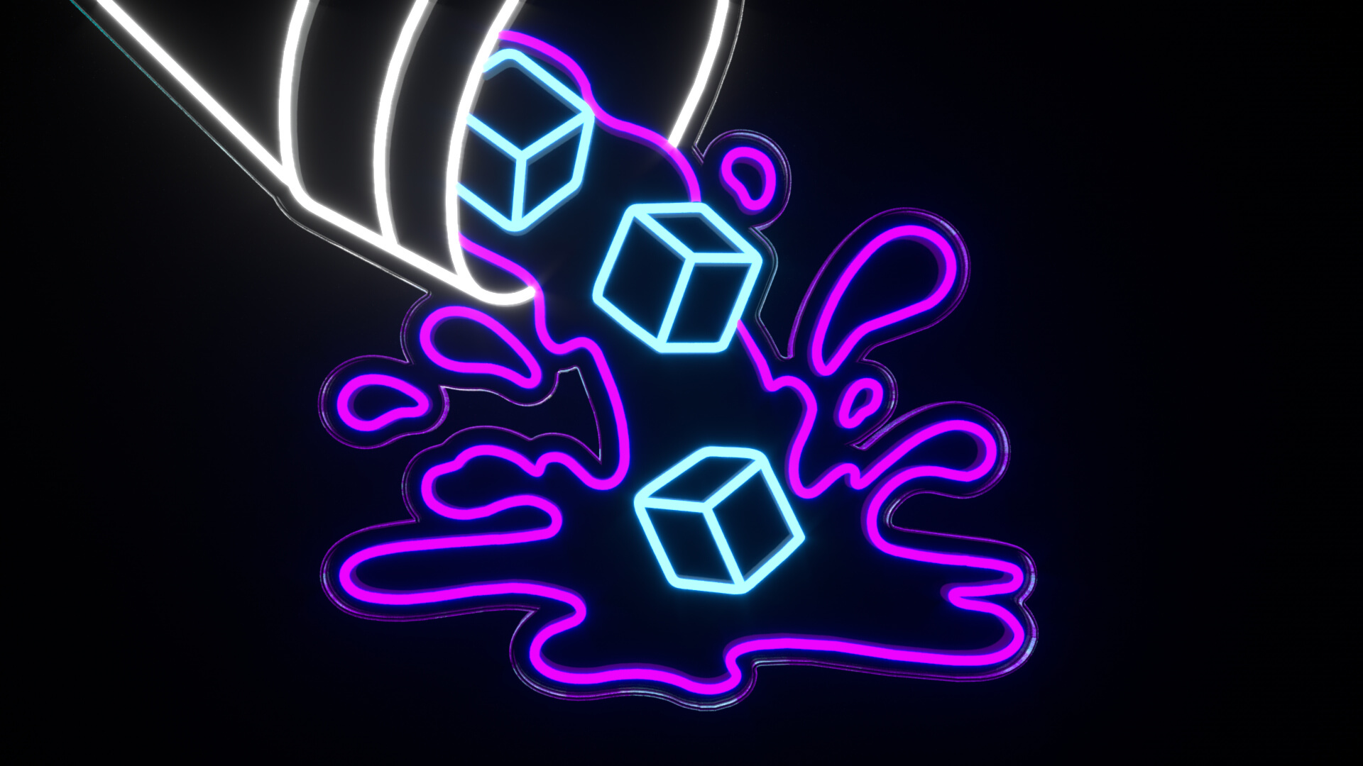 Double Cup Neon Sign 3D Model