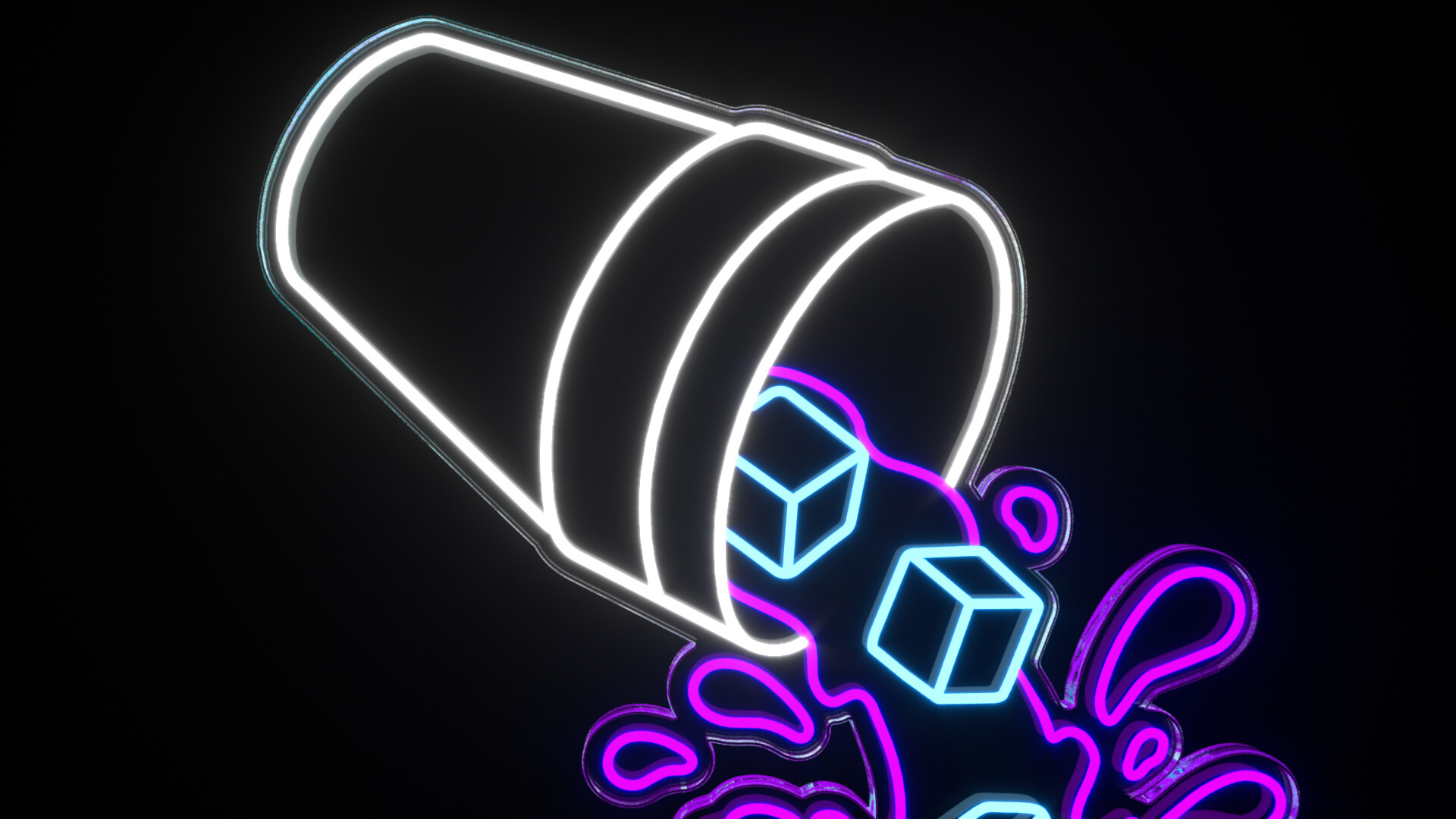 Double Cup Neon Sign 3D Model