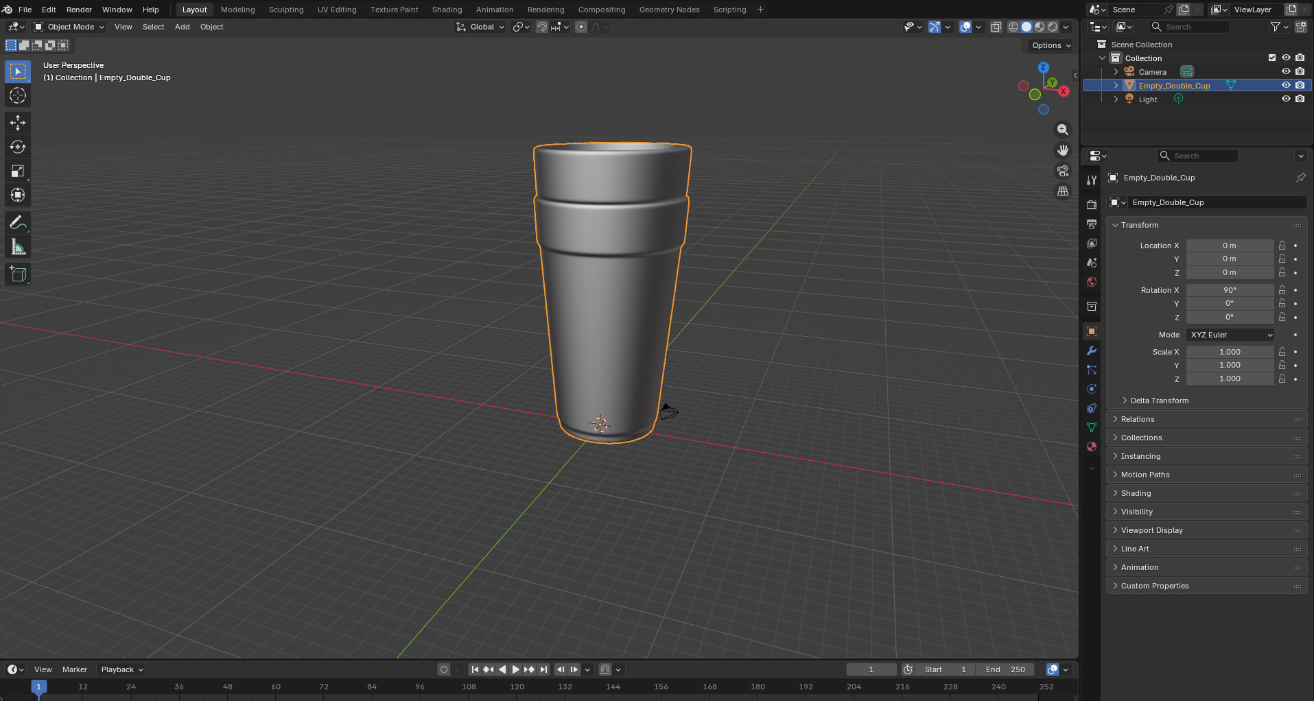 Empty Double Cup 3D Model