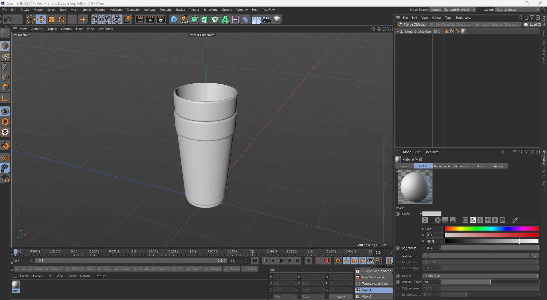 Empty Double Cup 3D Model