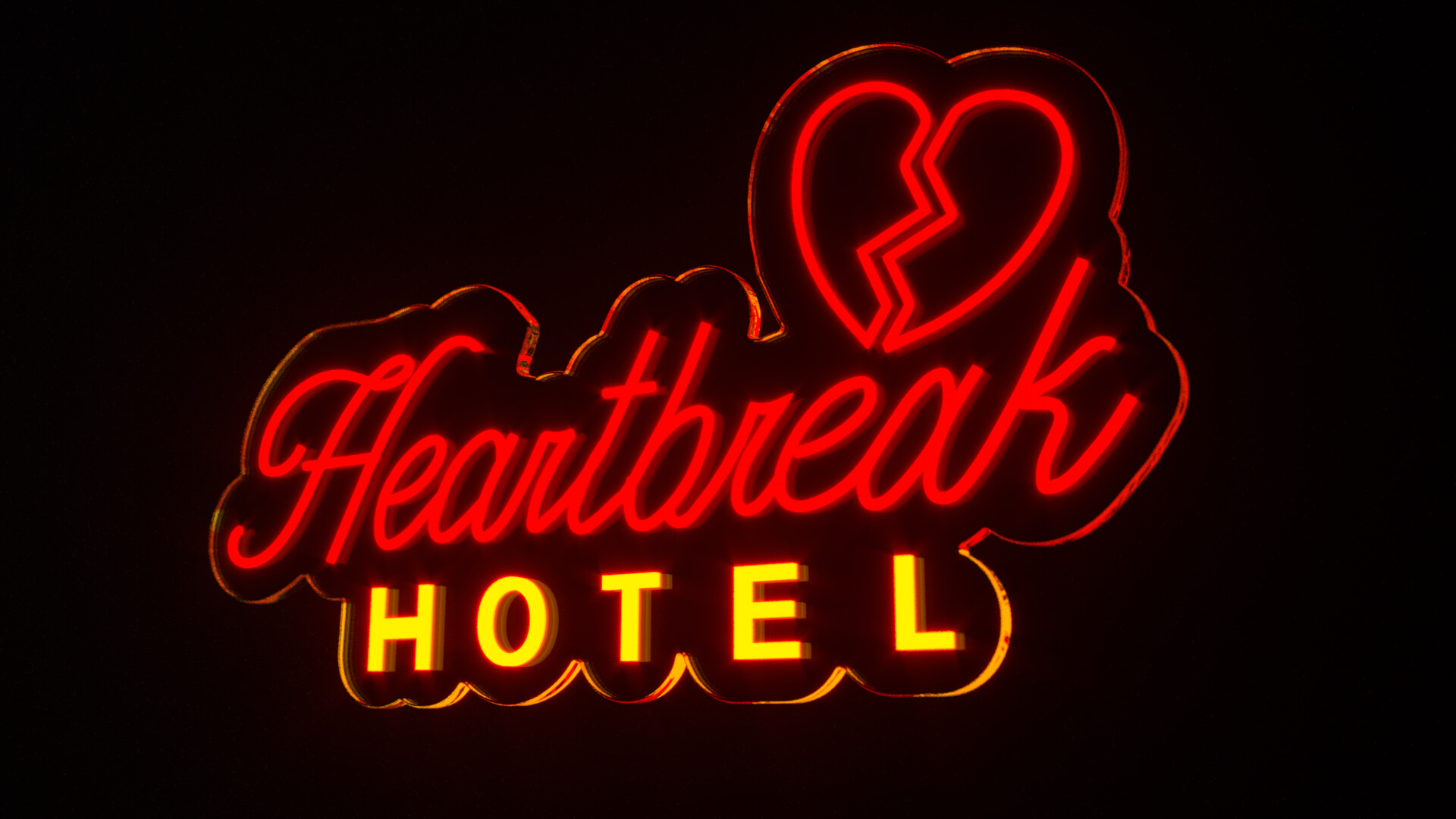 Heartbreak Hotel Neon Sign 3D Model