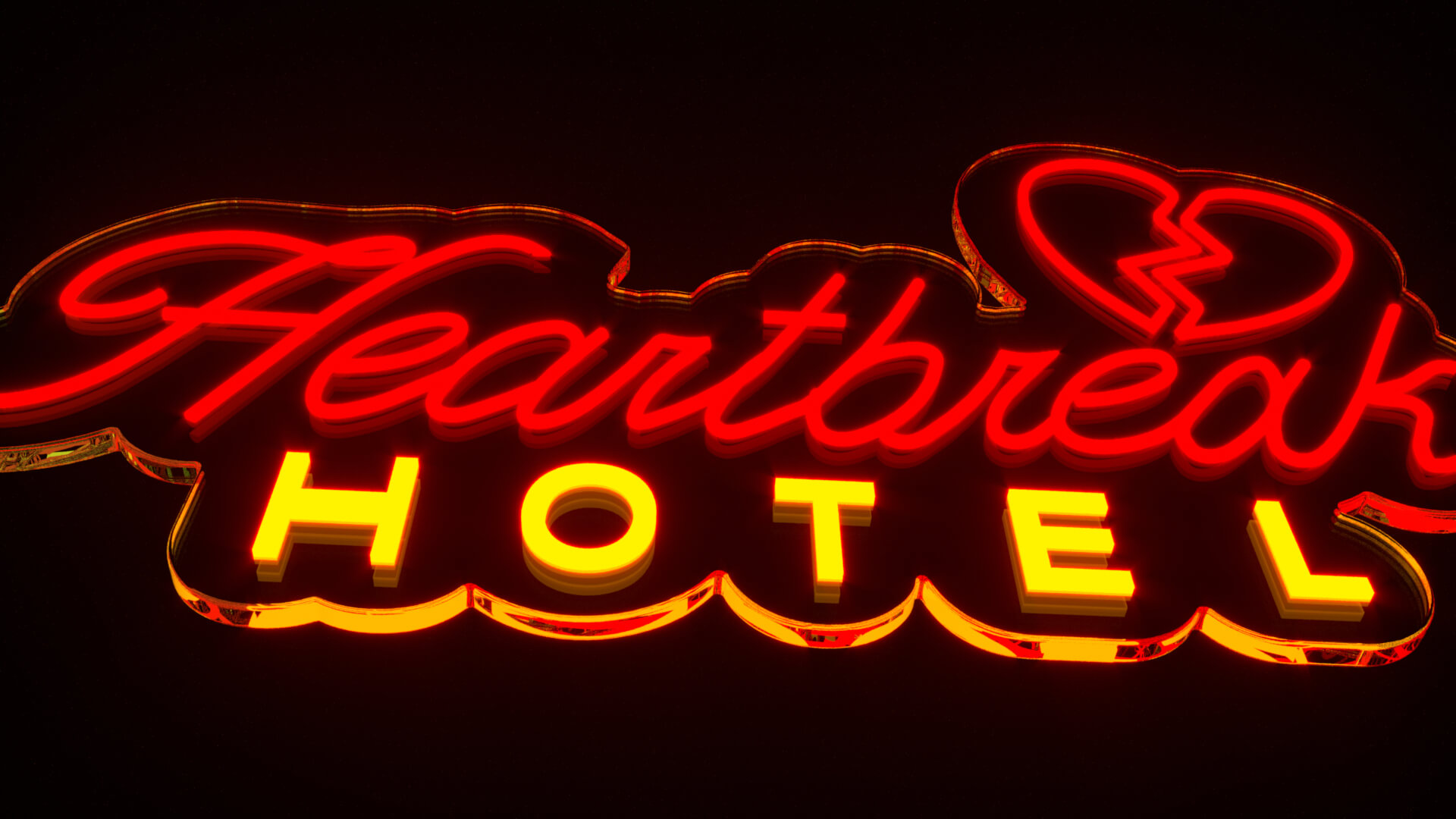Heartbreak Hotel Neon Sign 3D Model