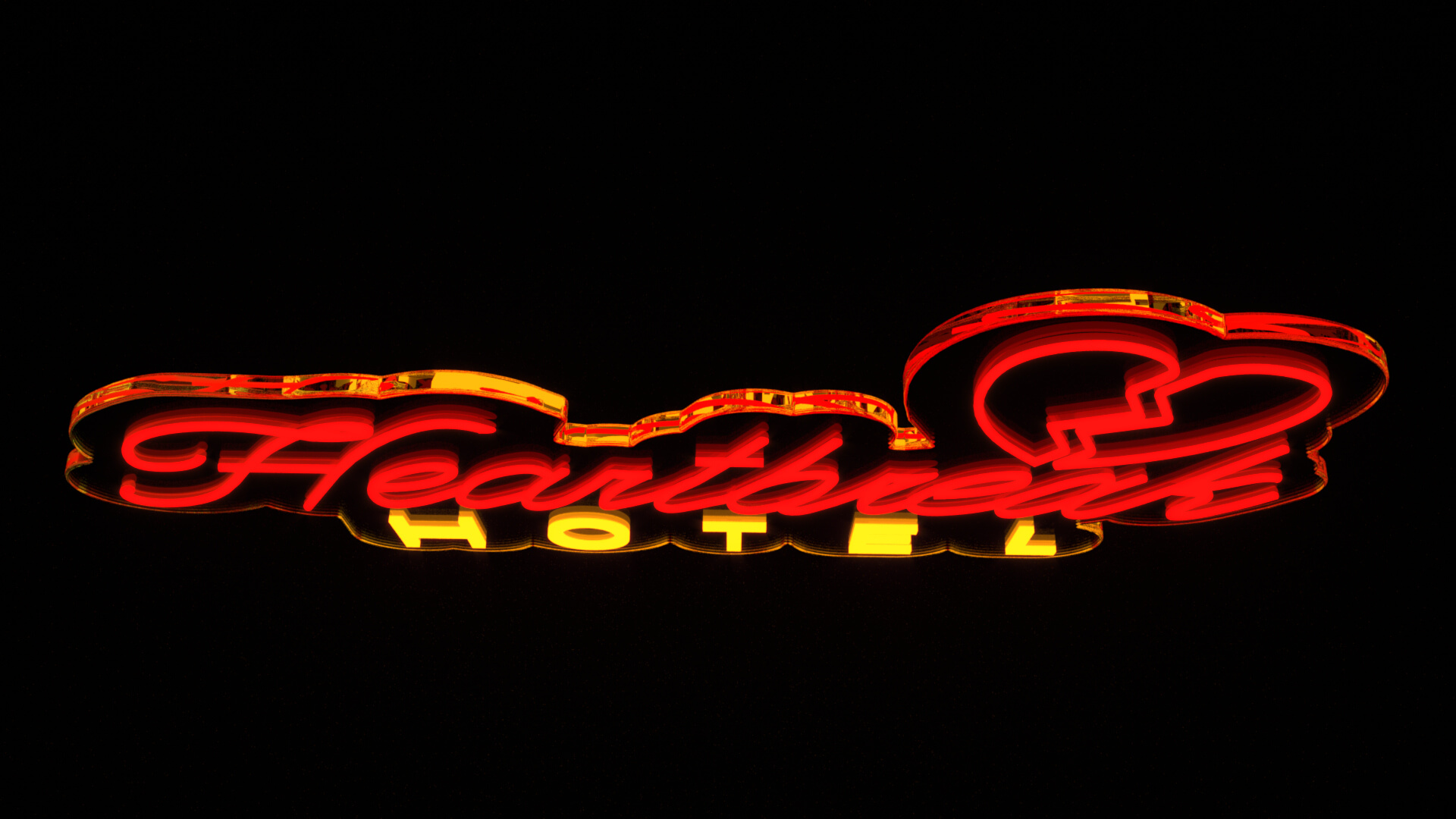 Heartbreak Hotel Neon Sign 3D Model