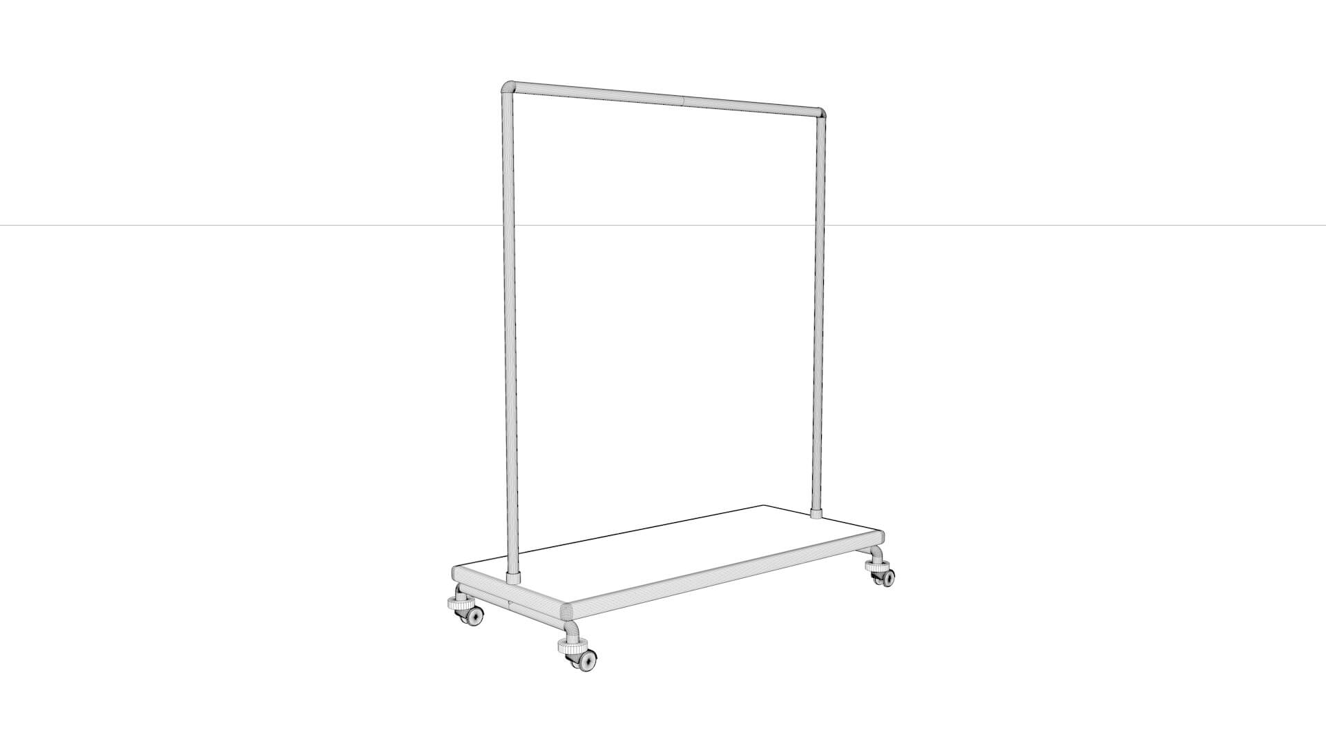 Industrial Clothes Rack 3D Model