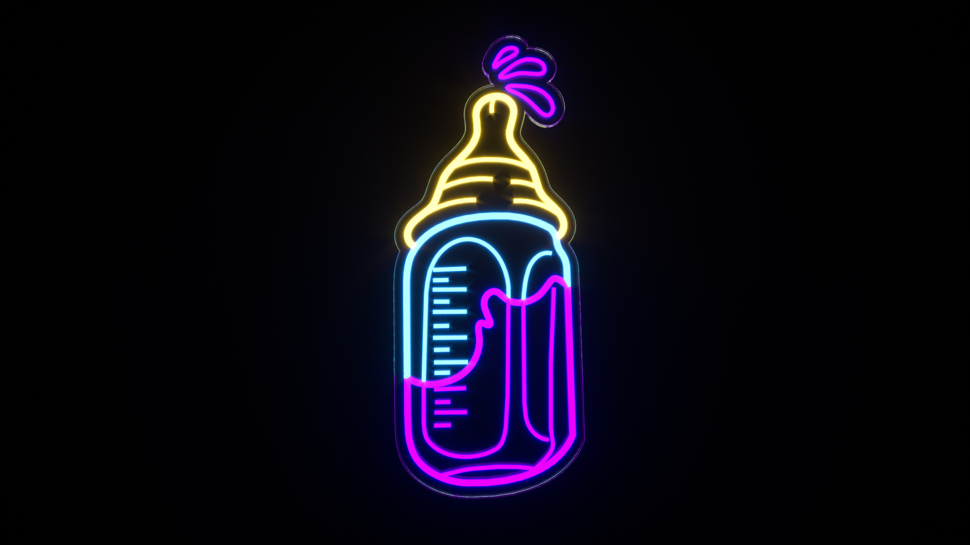 Lean Baby Bottle Neon Sign 3D Model