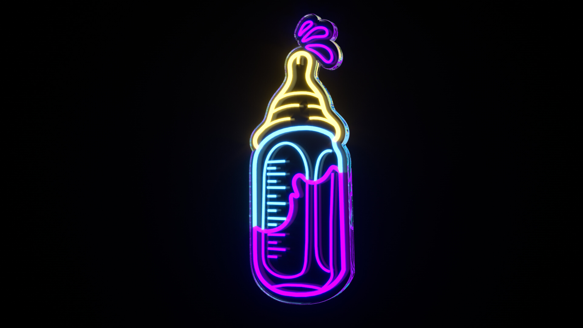 Lean Baby Bottle Neon Sign 3D Model