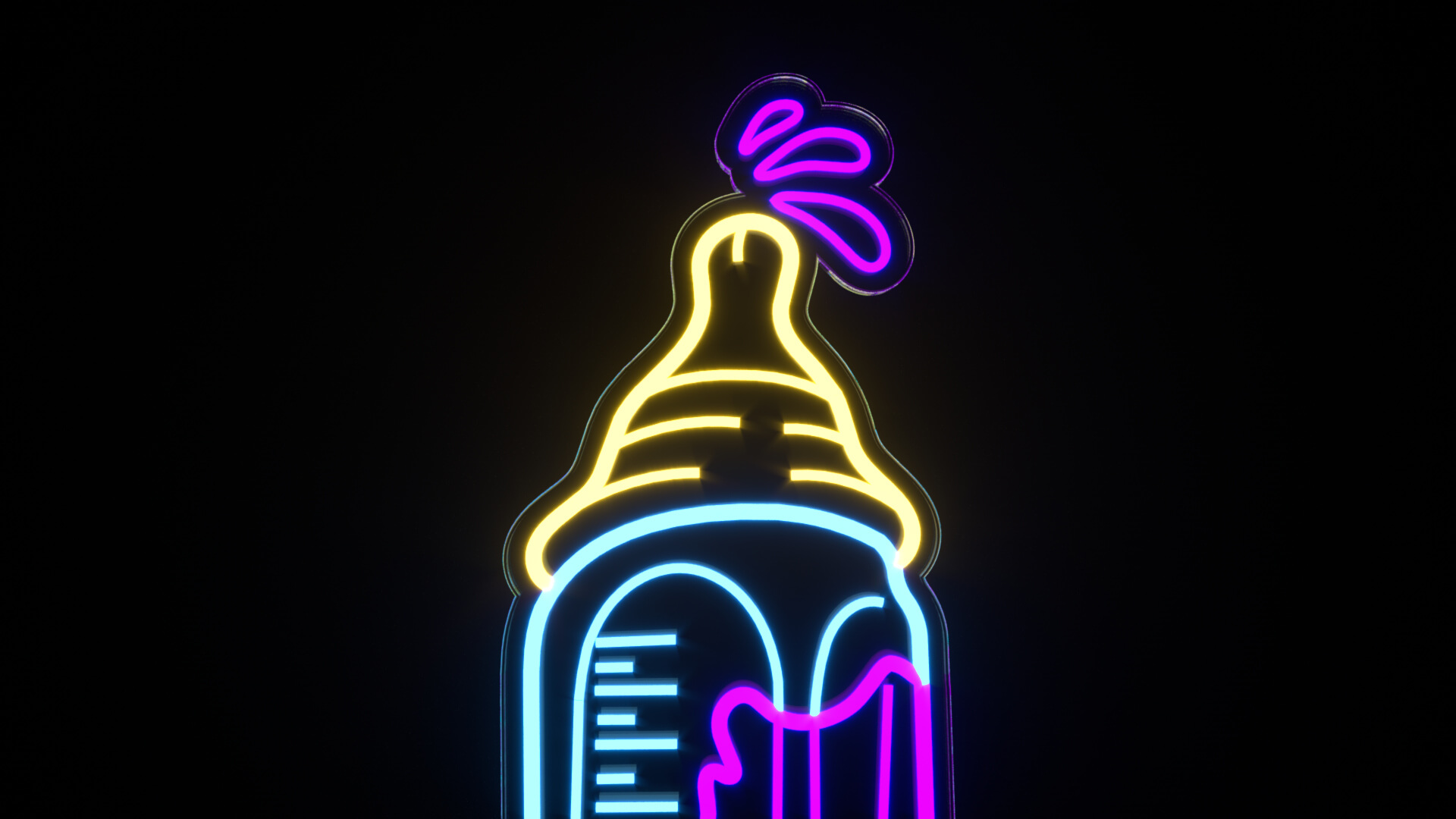 Lean Baby Bottle Neon Sign 3D Model