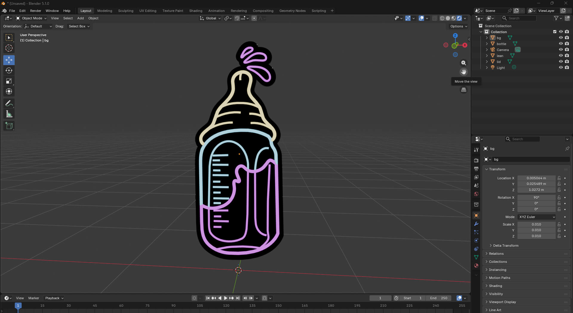 Lean Baby Bottle Neon Sign 3D Model