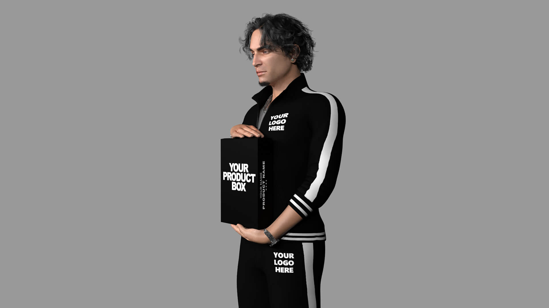 Man Holding Product Box 3D Model