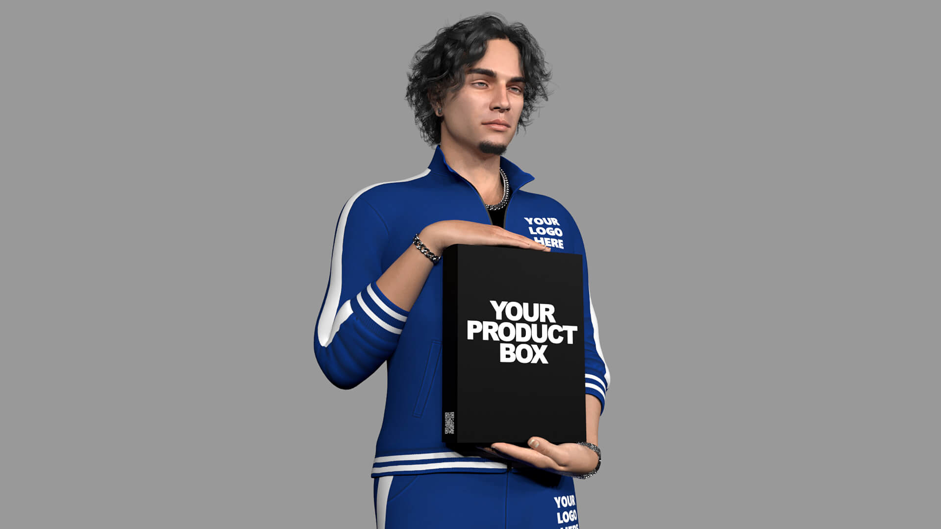 Man Holding Product Box 3D Model