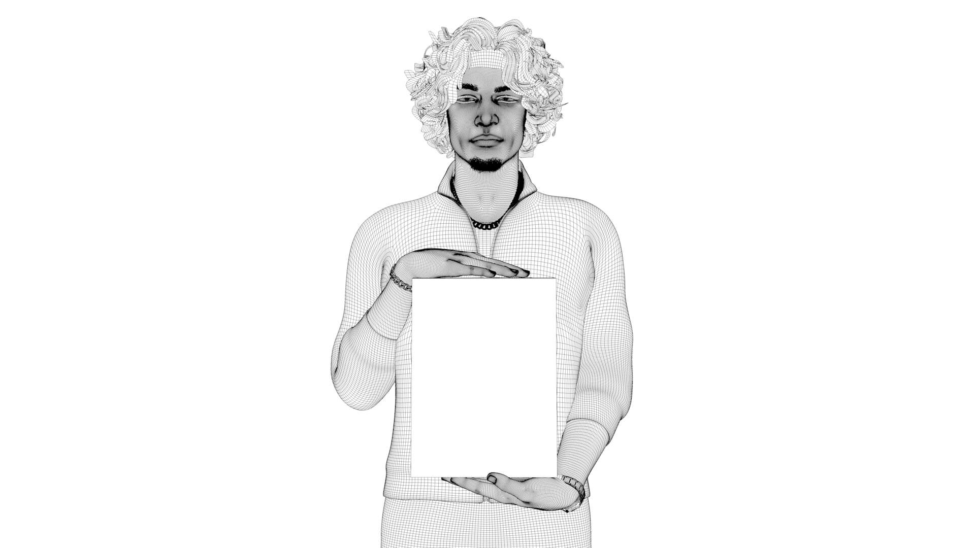 Man Holding Product Box 3D Model