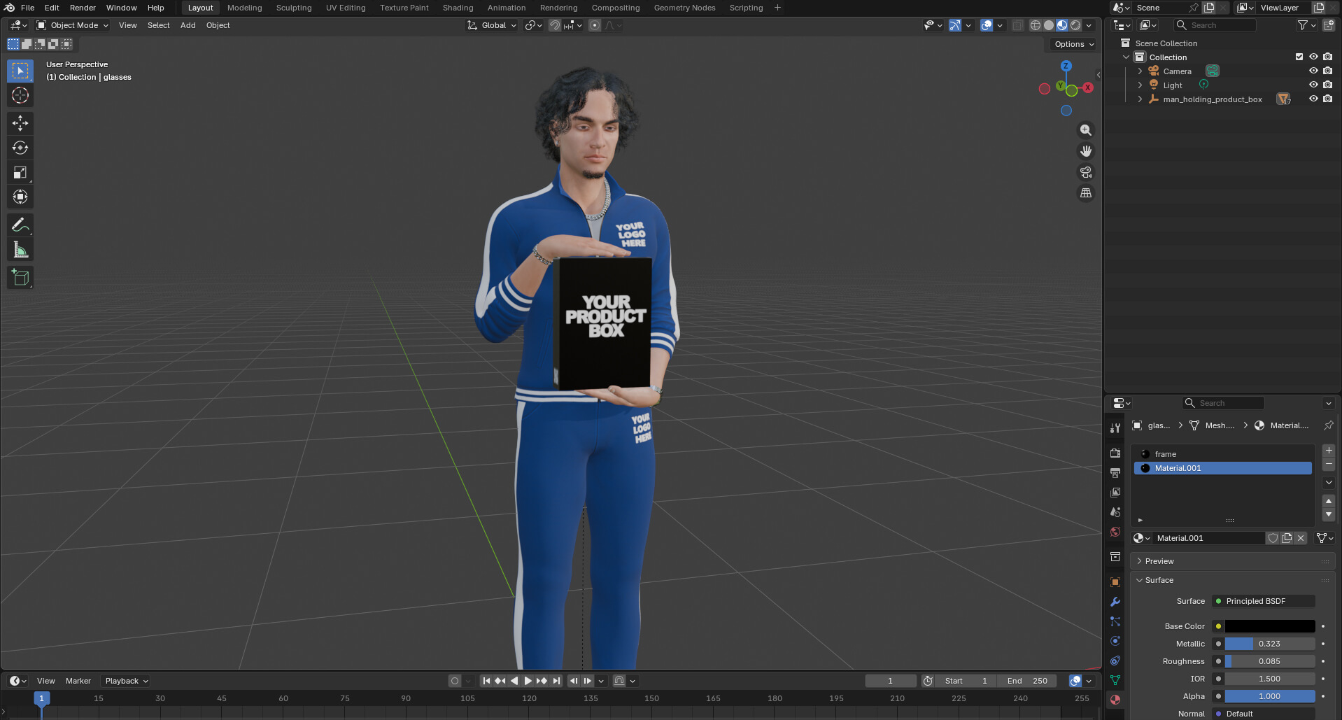 Man Holding Product Box 3D Model