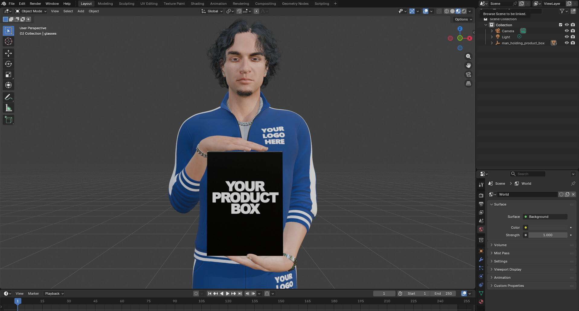 Man Holding Product Box 3D Model