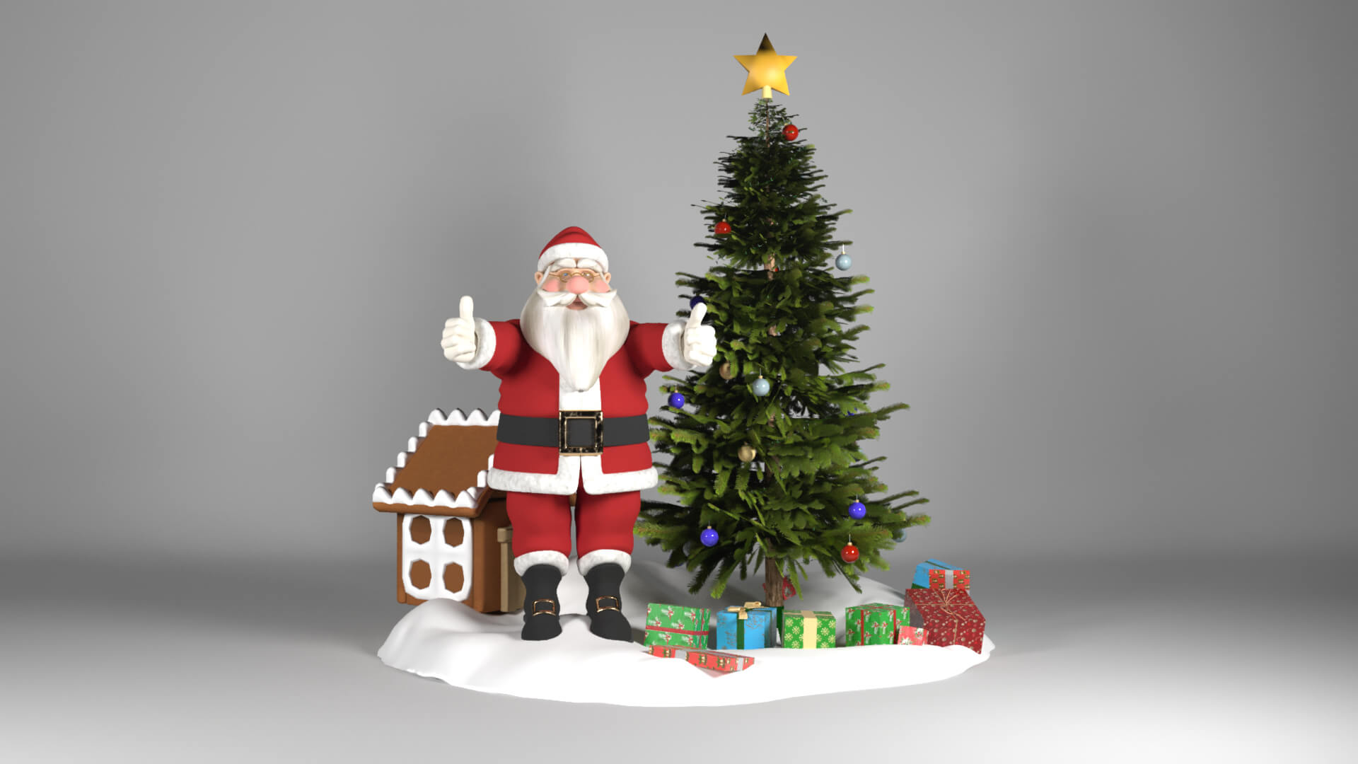 Santa Christmas Scene Platform 3D Model