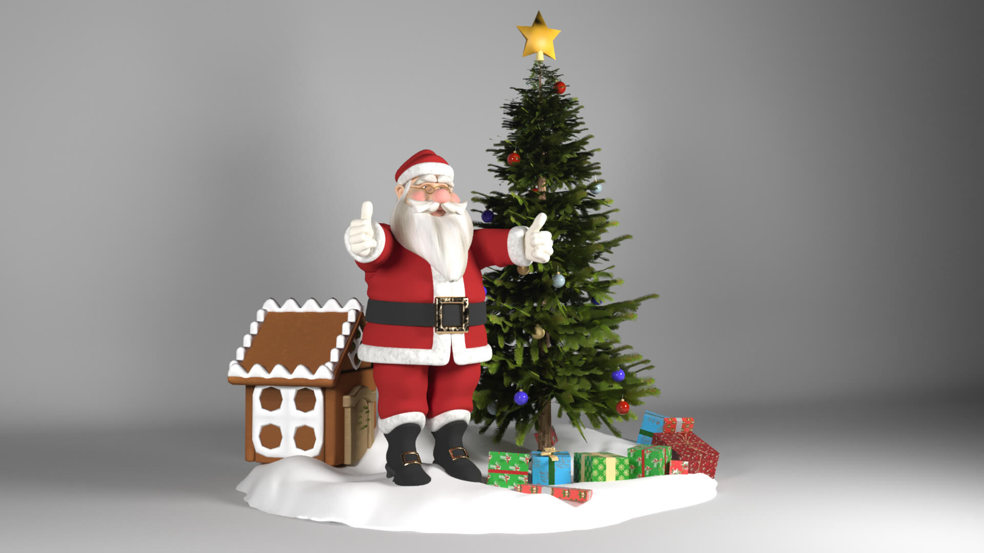 Santa Christmas Scene Platform 3D Model