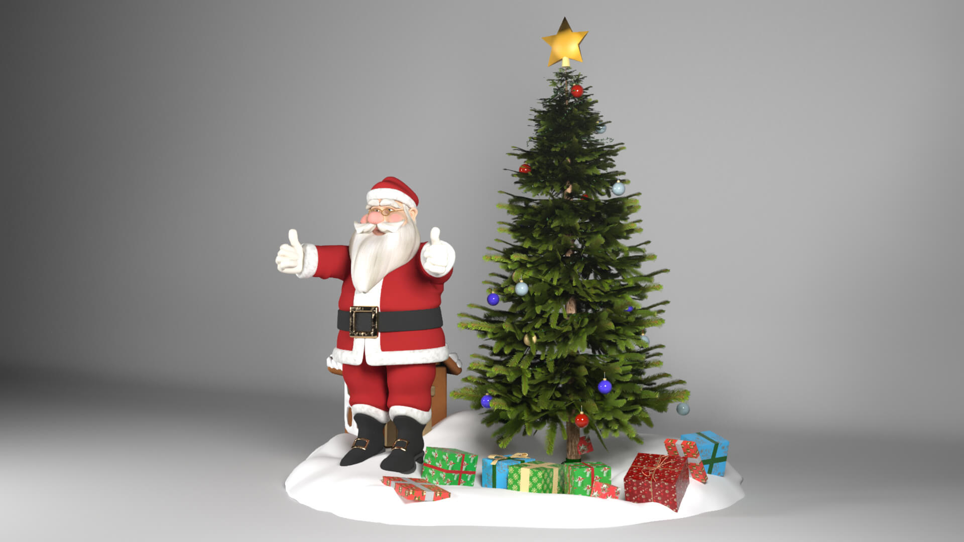 Santa Christmas Scene Platform 3D Model