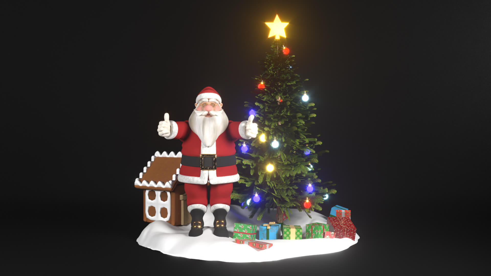 Santa Christmas Scene Platform 3D Model