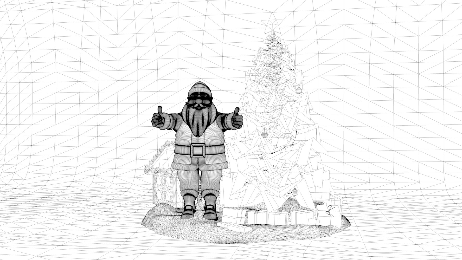 Santa Christmas Scene Platform 3D Model