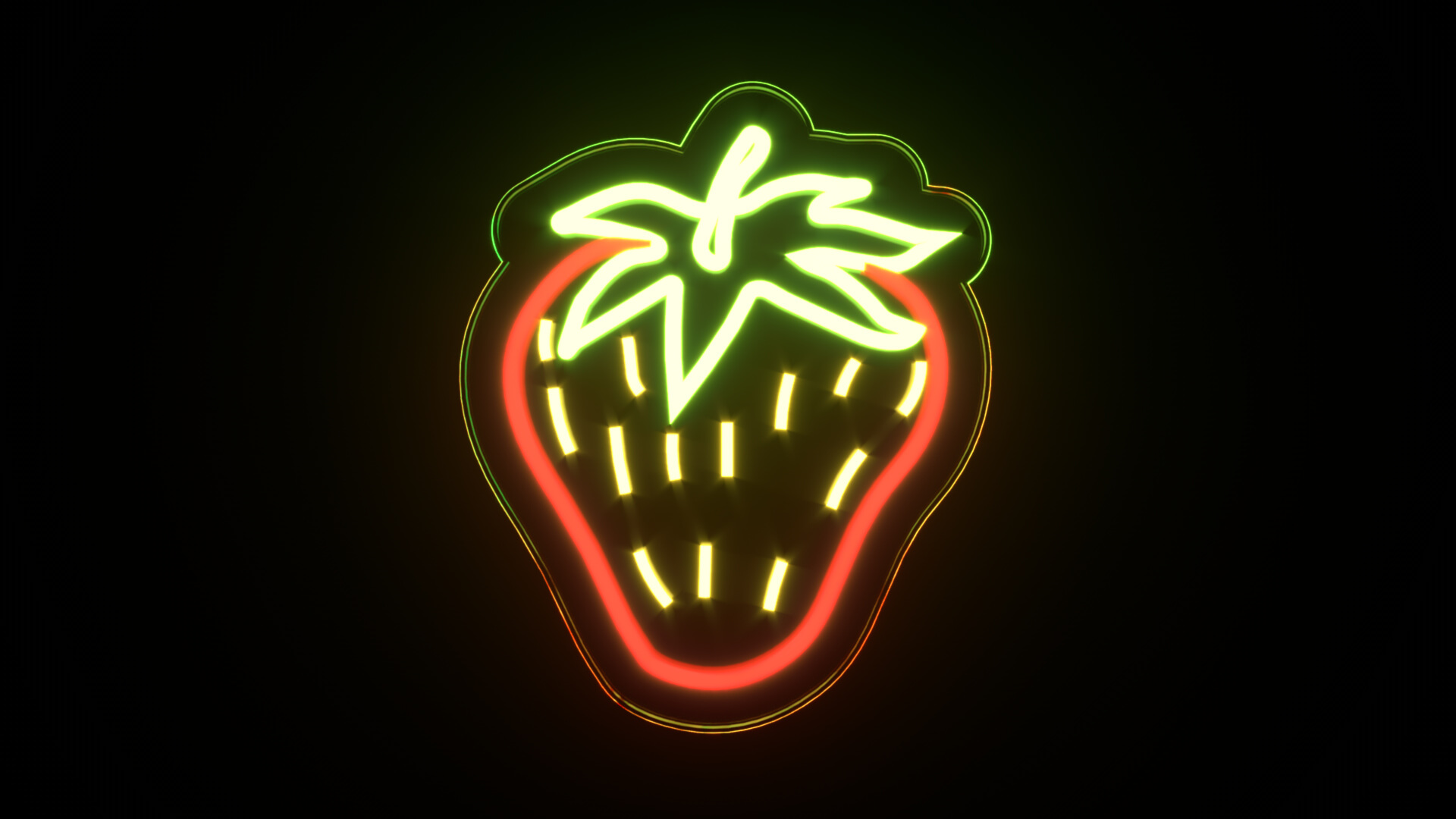 Strawberry Neon Sign 3D Model