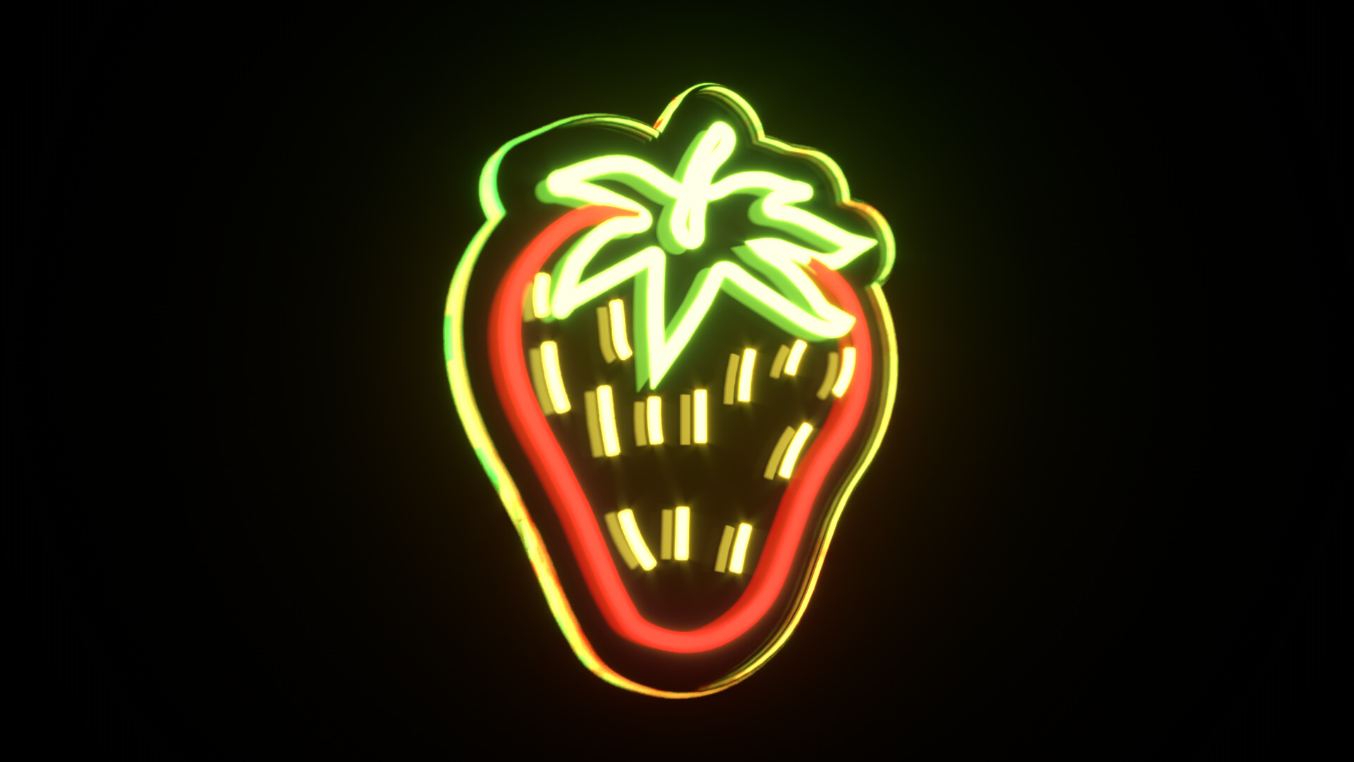 Strawberry Neon Sign 3D Model