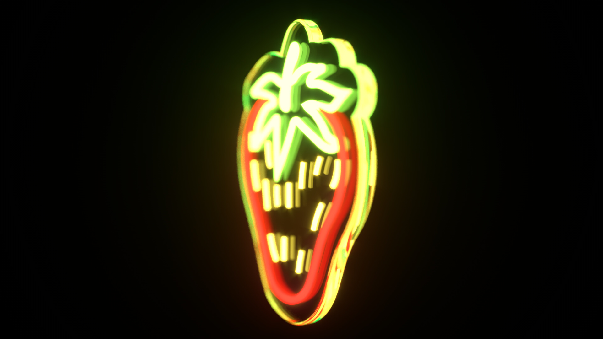 Strawberry Neon Sign 3D Model