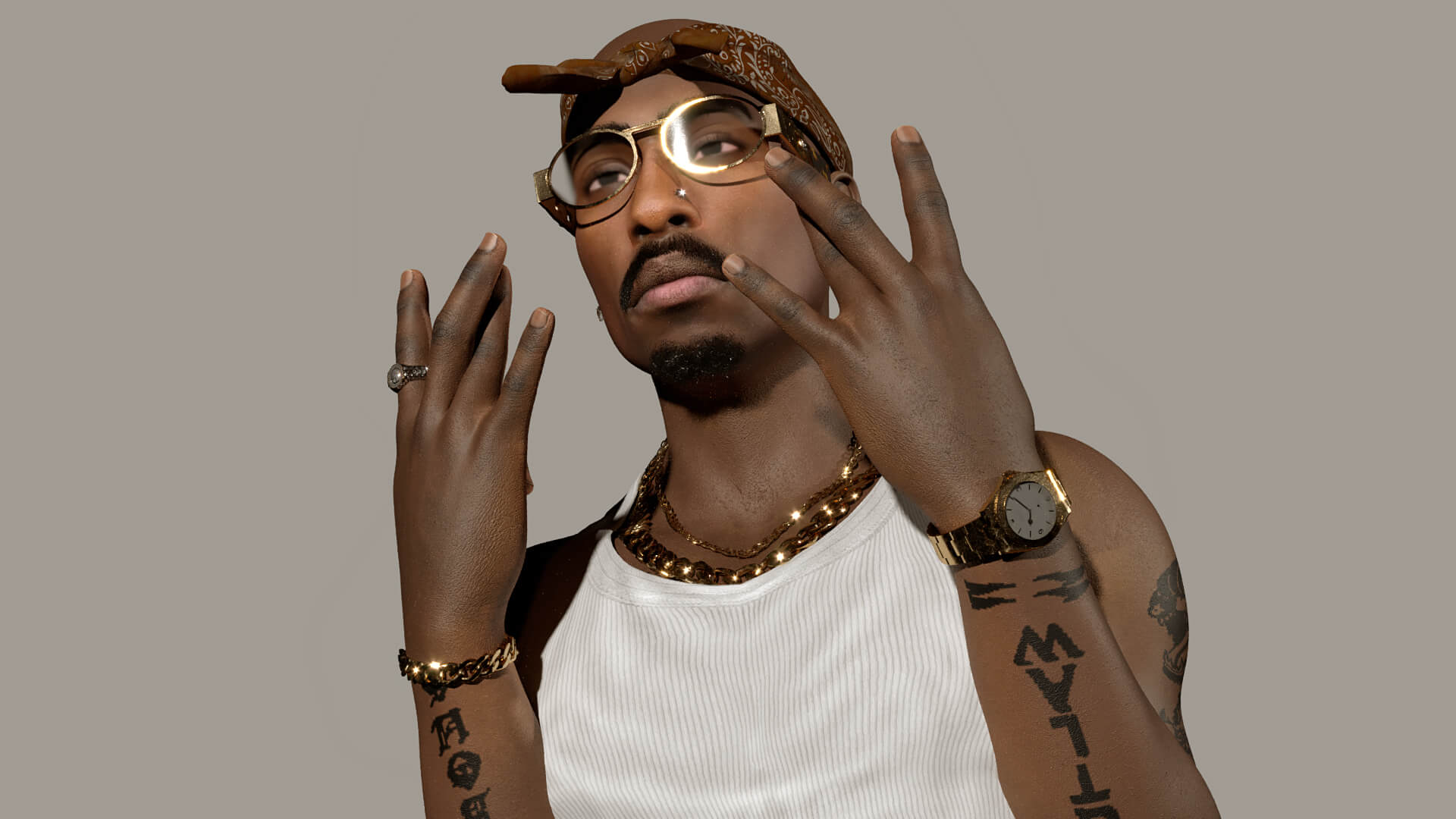 Tupac Shakur Gangsta Rapper 3D Model