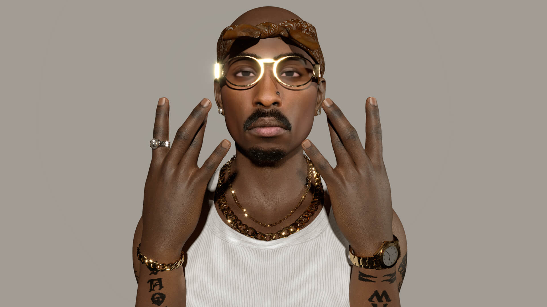 Tupac Shakur Gangsta Rapper 3D Model