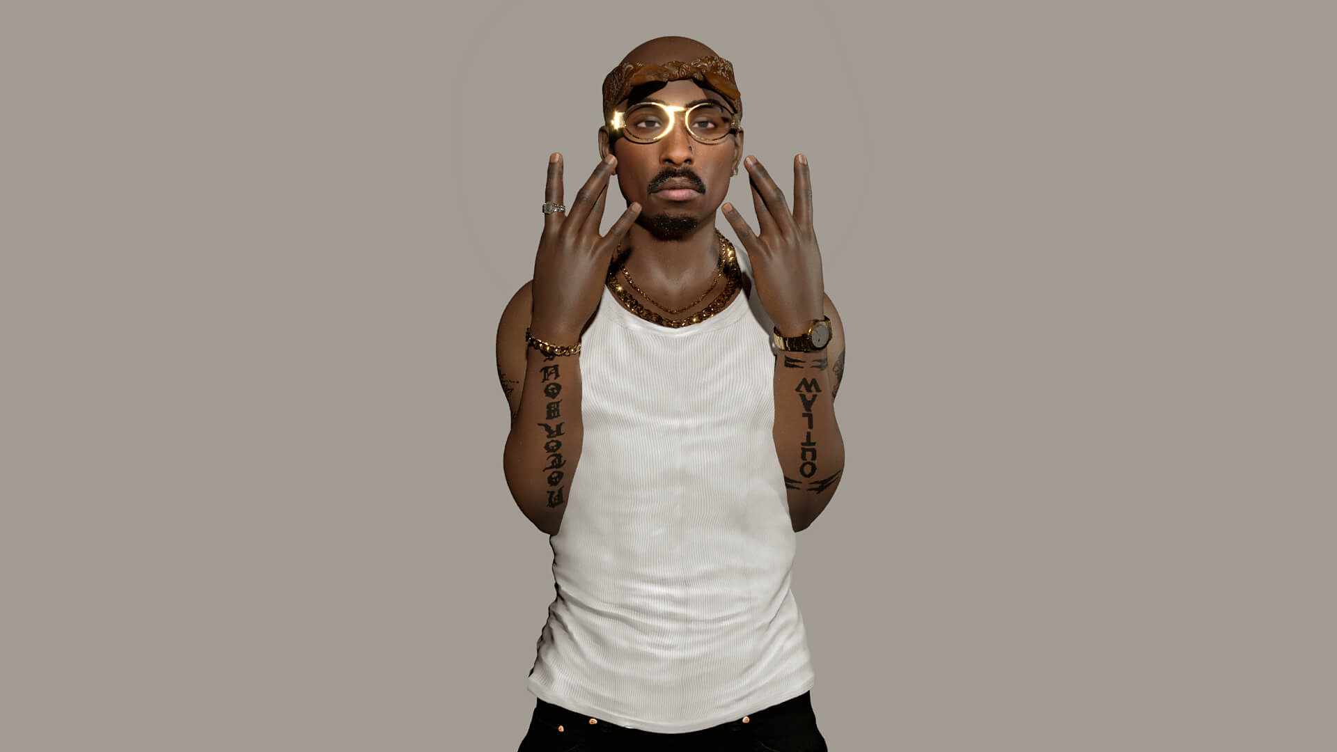 Tupac Shakur Gangsta Rapper 3D Model