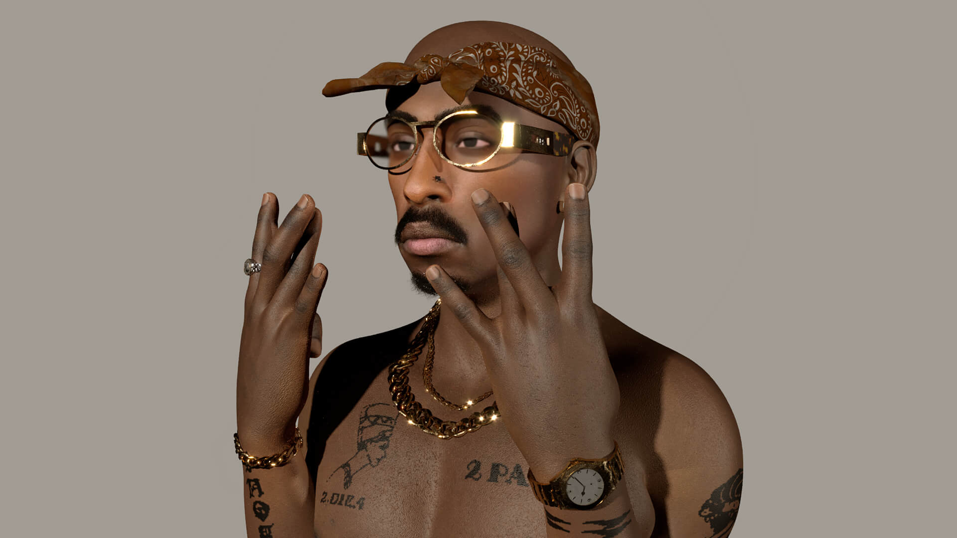 Tupac Shakur Gangsta Rapper 3D Model