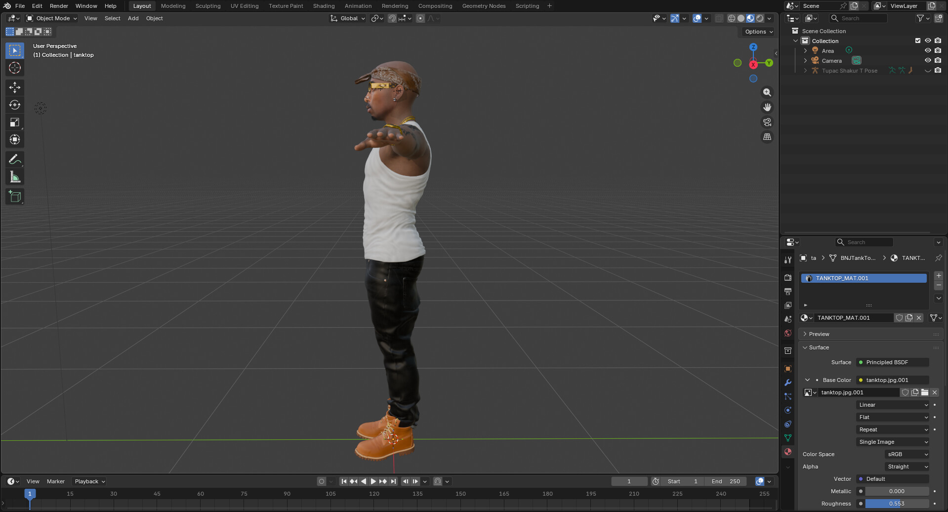 Tupac Shakur Gangsta Rapper 3D Model