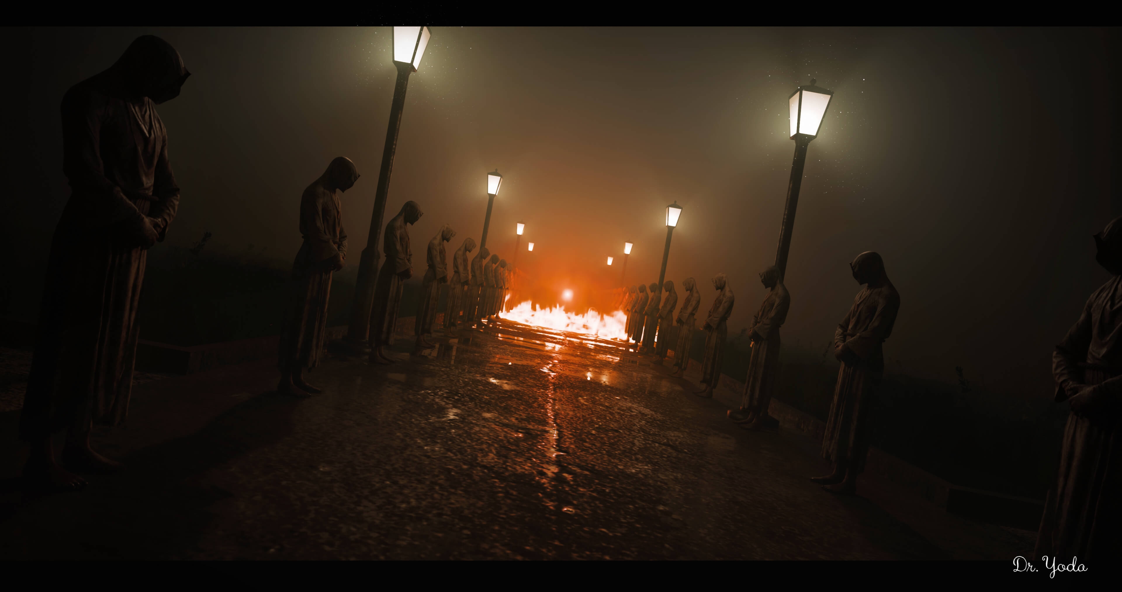 Visiting Cult in the Night 3D Render, Digital Artwork by DrYoda