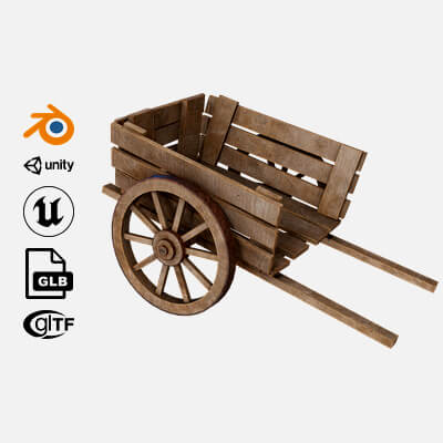Medieval Wooden Farm Cart 3D Model
