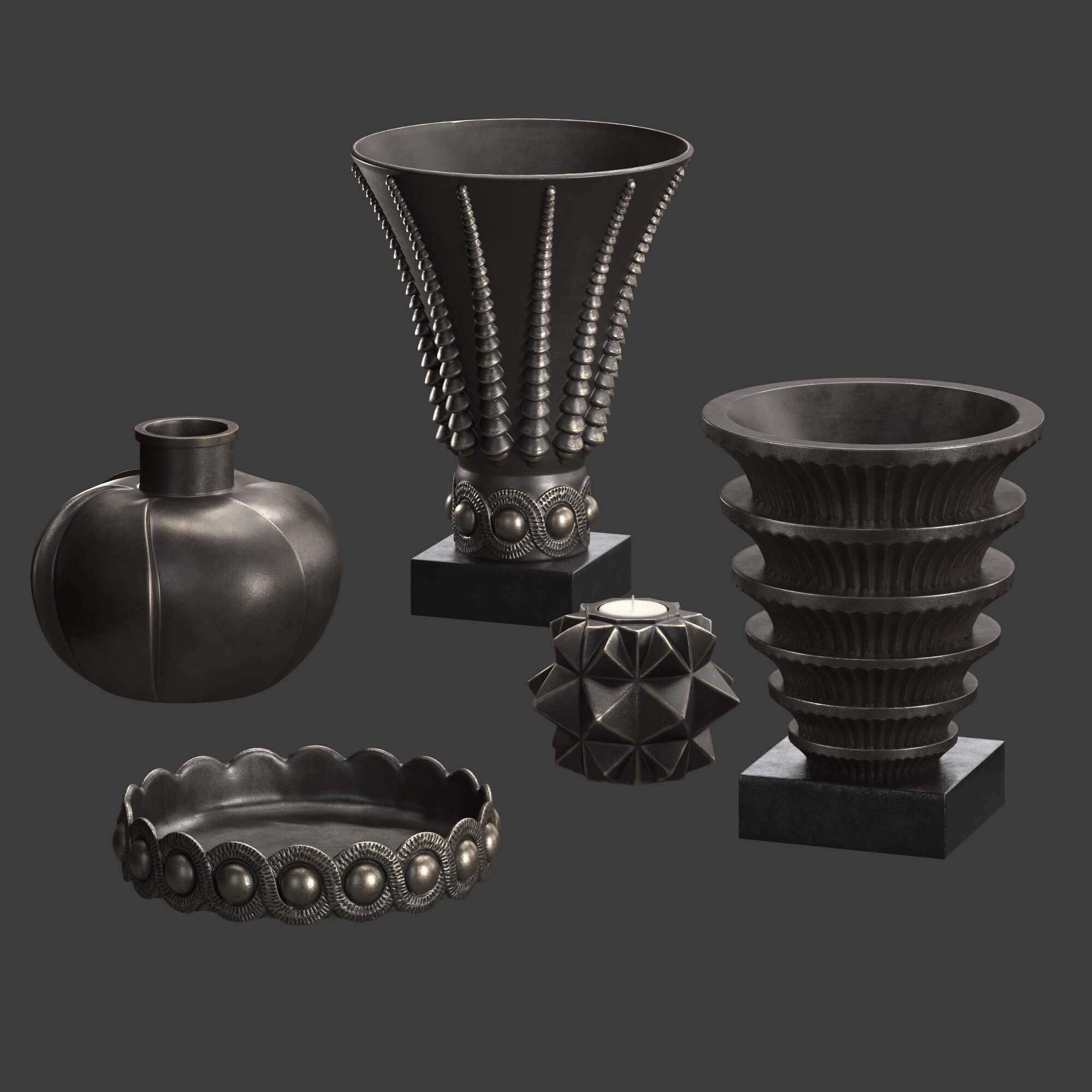 Artdeco Bronze Vases Props Daz Content