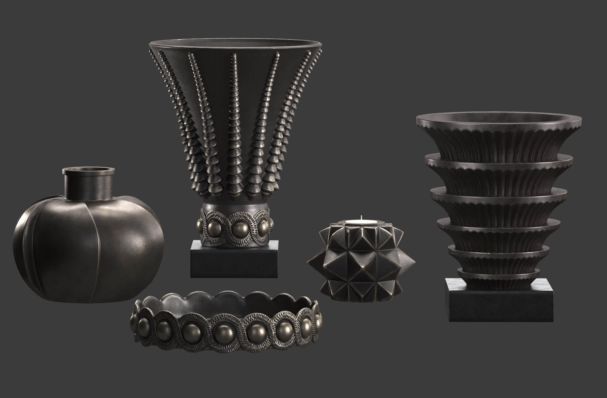 Artdeco Bronze Vases Props Daz Content